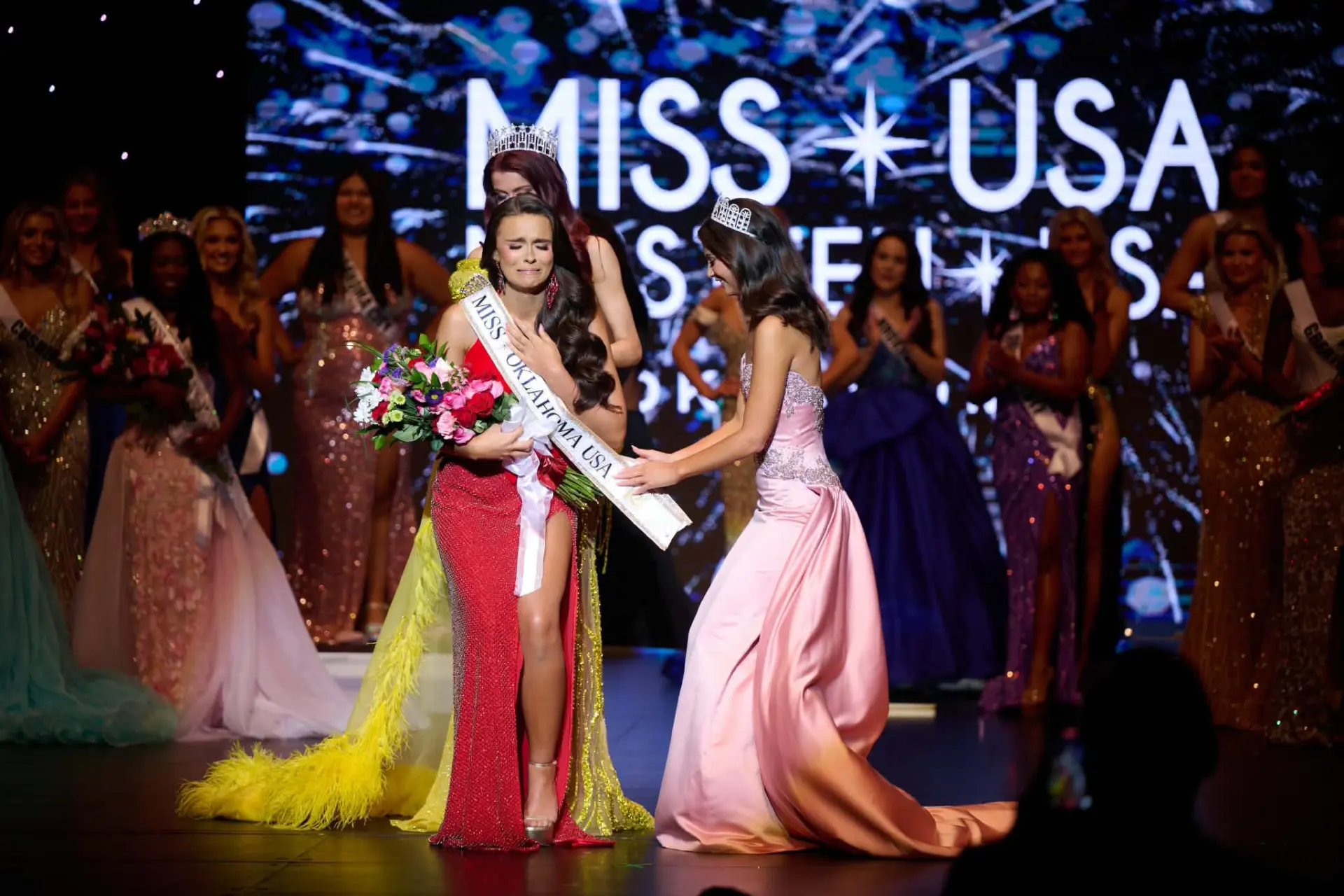 Miss Oklahoma USA 2026 receiving her sash at the crowning