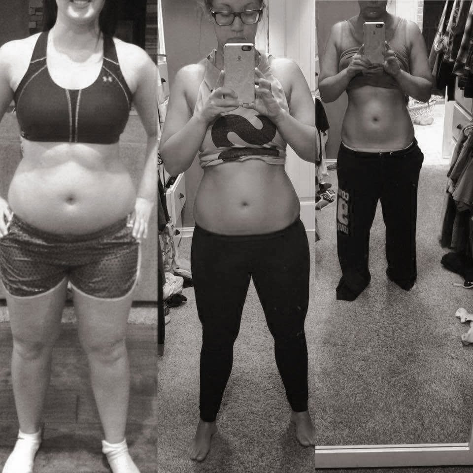 Kendra's three-photo fat loss progression