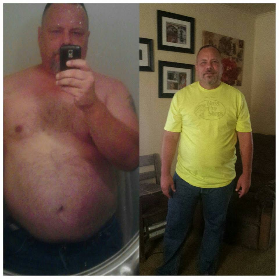 Male client before and after fat loss transformation