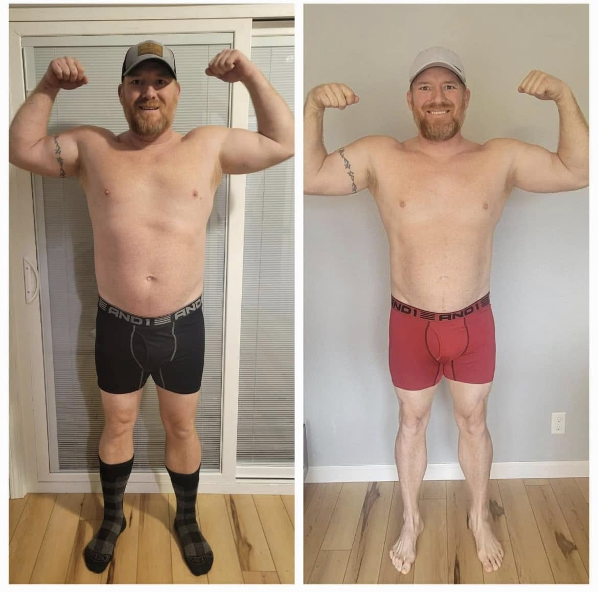 Men's transformation front and back comparison