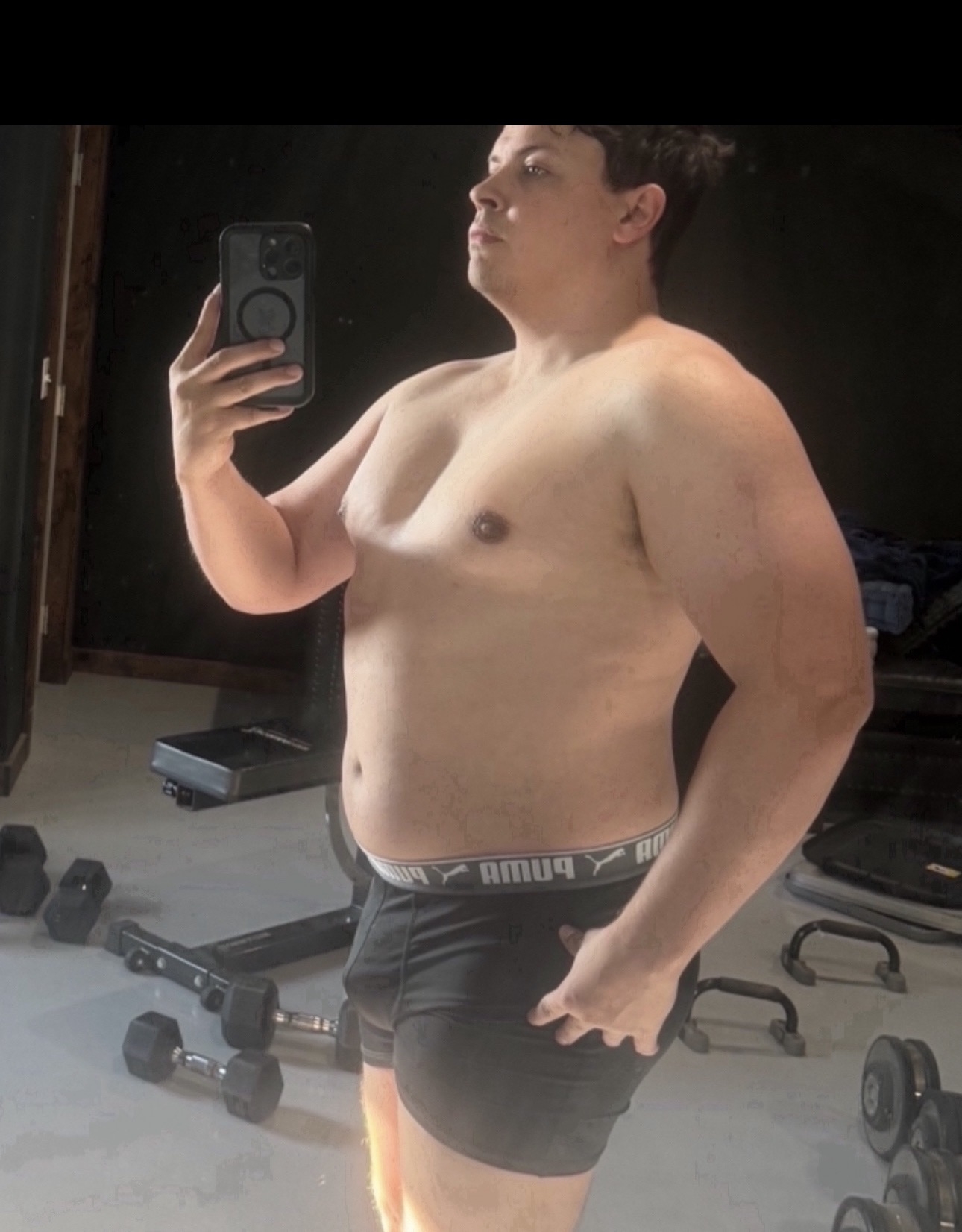 John H. before photo at 225 lbs