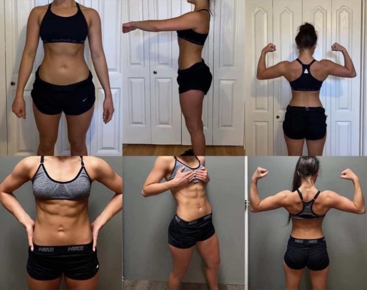 Female client body recomposition collage