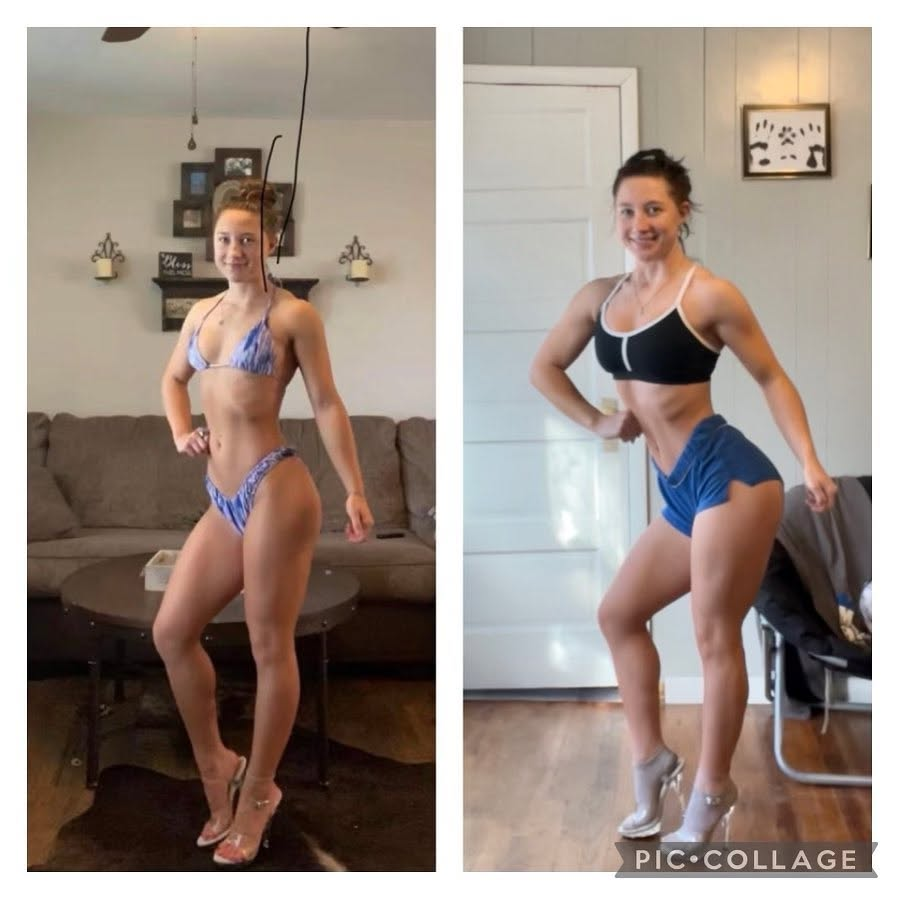 Side-by-side comparison of Jade White showing continued physique development over time